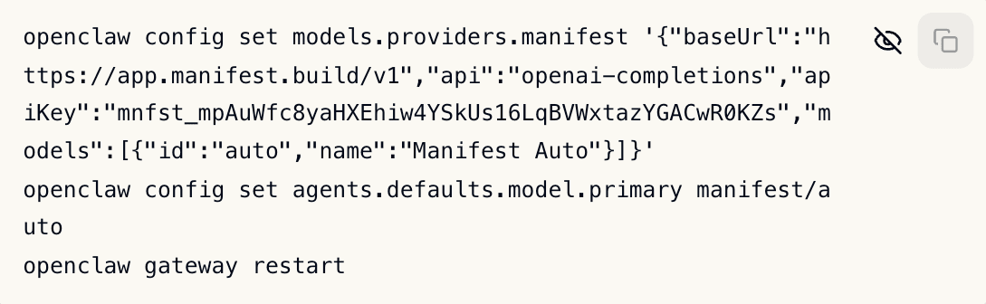 CLI commands to configure Manifest